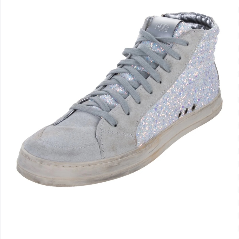 P448 Suede Skate Glitter Accent Mid Top Zip High-Top Sneakers